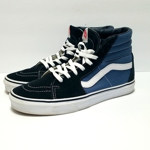 VANS Men's Worlds #1 Sk 8 High Top Canvas & Suede Shoe Size 10 Navy Blue - Picture 2 of 10